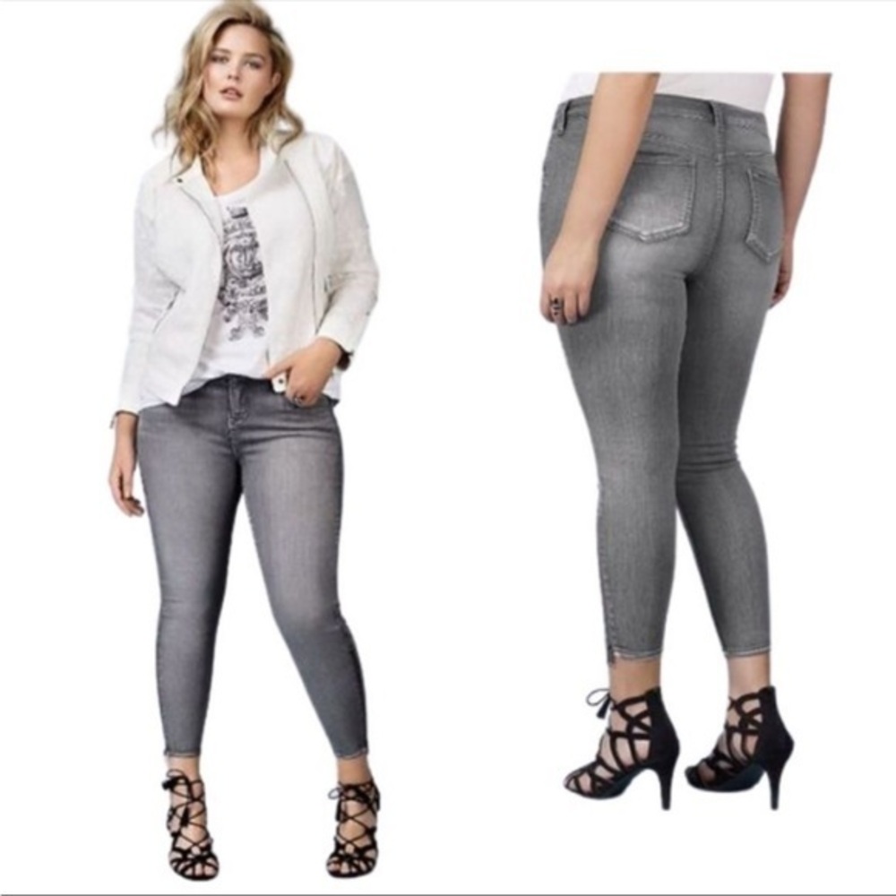 TORRID Pewter Gray Denim Ankle Zip Jeggings 24R
